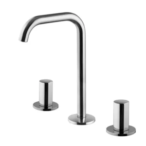 Three-holes basin mixer with swivel spout