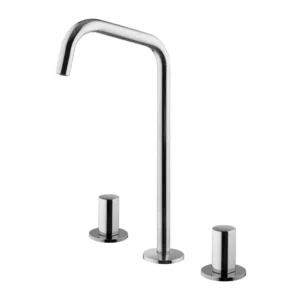 Three-holes basin mixer with swivel spout