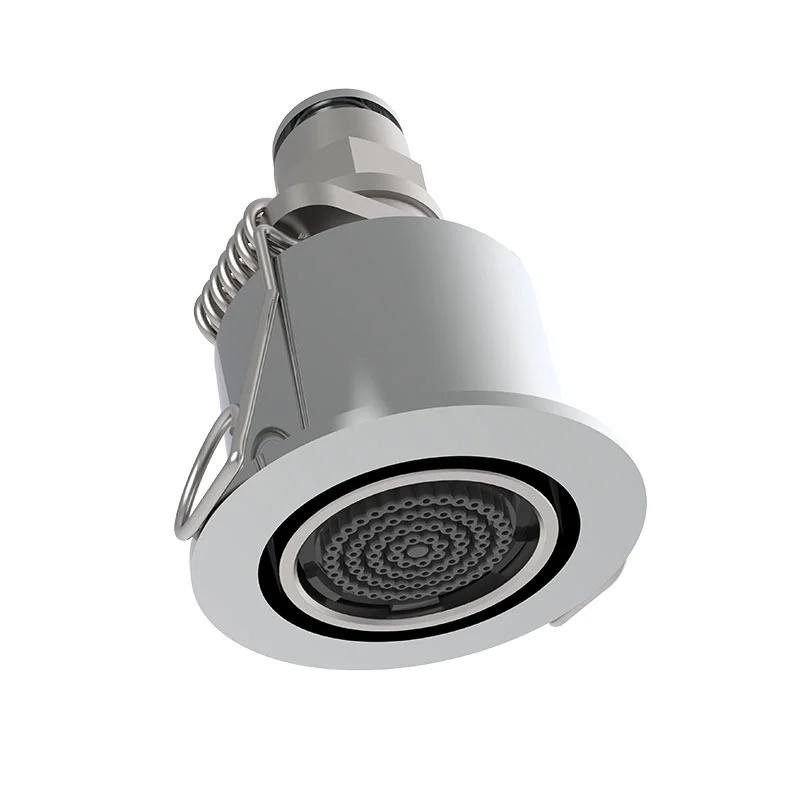 Concealed micro shower head with spring fastening system