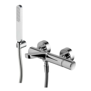 Exposed bath mixer with shower set