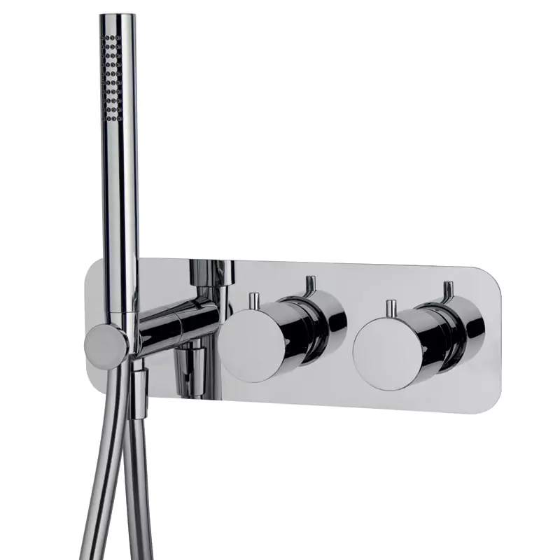 Thermostatic bath and shower mixer for concealed installation 2 outlets with shower set